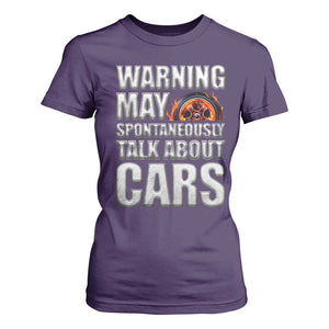 Car Lover T Shirt For Women Warning May Spontaneously Talk About Cars TS09 Purple Print Your Wear