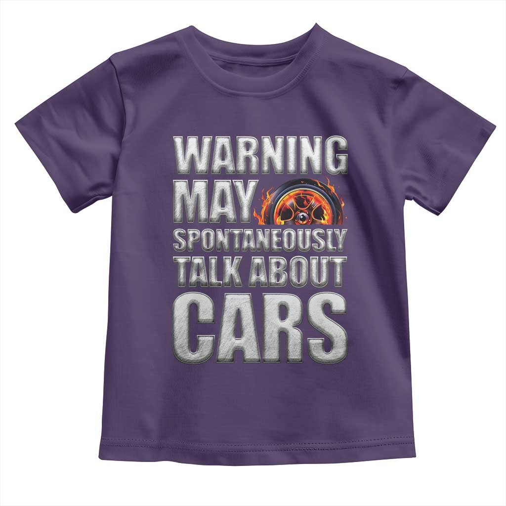 Car Lover Toddler T Shirt Warning May Spontaneously Talk About Cars TS09 Purple Print Your Wear