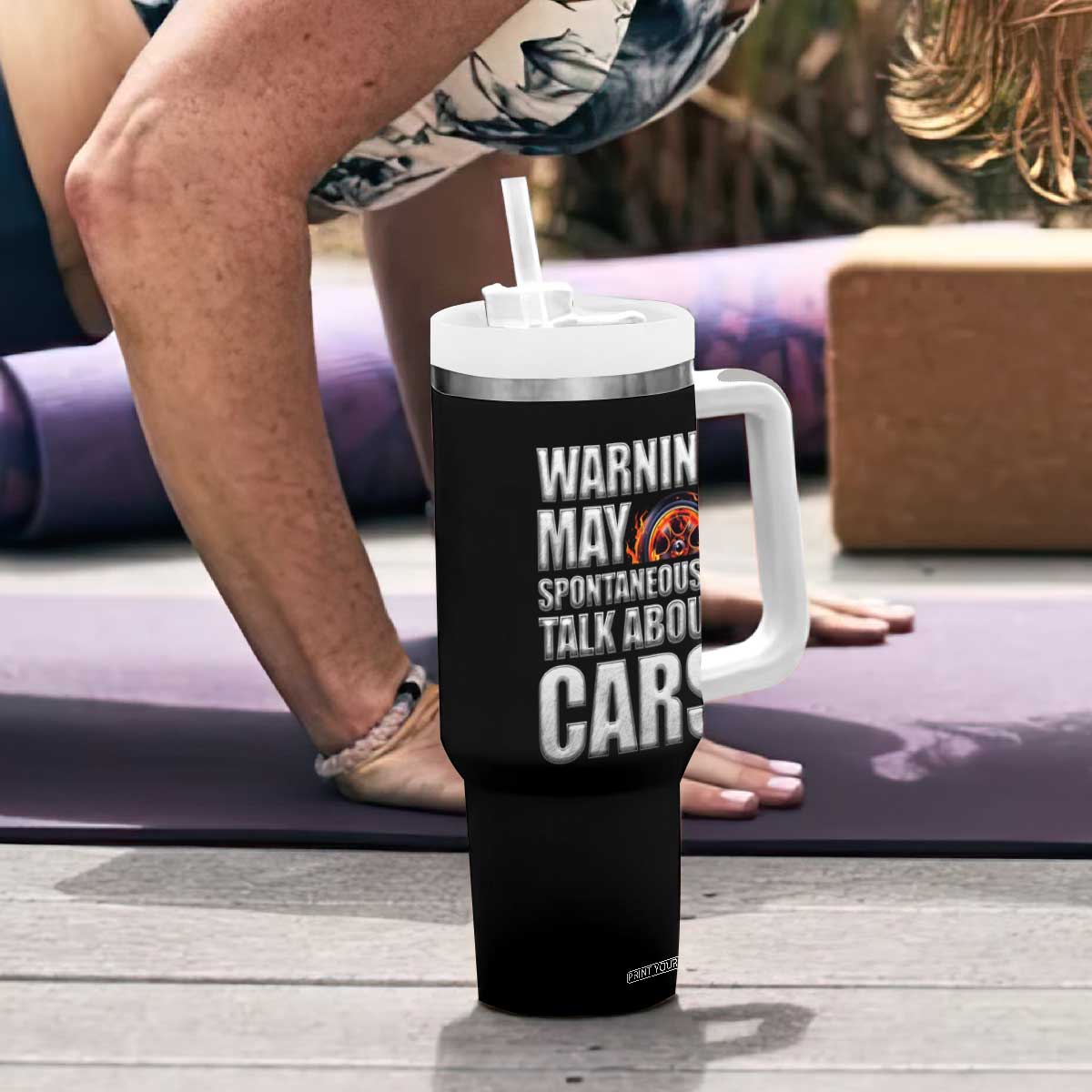 Car Lover Tumbler With Handle Warning May Spontaneously Talk About Cars TS09 Print Your Wear