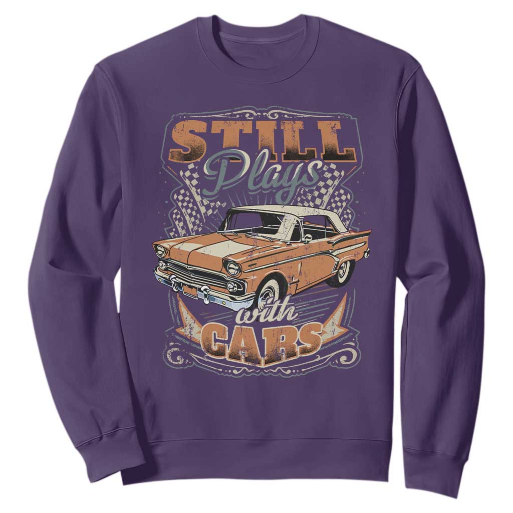 Funny Car Lover Sweatshirt Still Plays With Cars TS09 Purple Print Your Wear