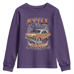 Funny Car Lover Youth Sweatshirt Still Plays With Cars TS09 Purple Print Your Wear