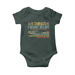 Car Lover Baby Onesie 5 Things I Want In Life Cars More Cars TS09 Print Your Wear