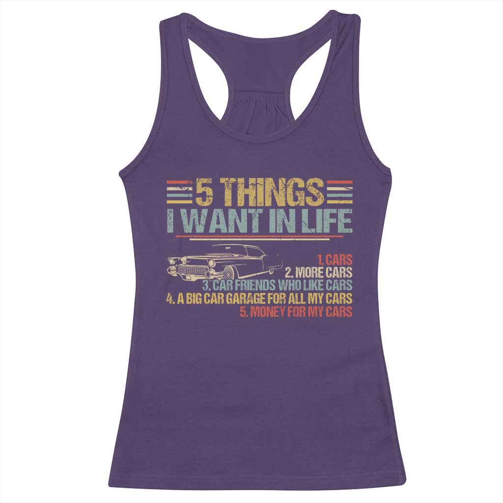Car Lover Racerback Tank Top 5 Things I Want In Life Cars More Cars TS09 Purple Print Your Wear