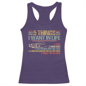 Car Lover Racerback Tank Top 5 Things I Want In Life Cars More Cars TS09 Purple Print Your Wear