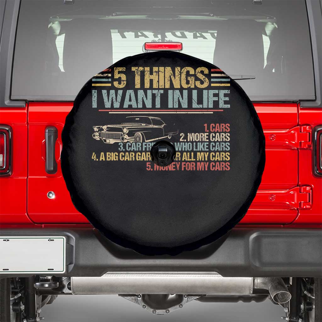 Car Lover Spare Tire Cover 5 Things I Want In Life Cars More Cars TS09 Black Print Your Wear