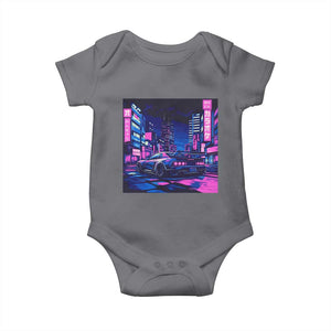 Tokyo Night Drive Baby Onesie Retro Futuristic JDM Street Racing Aesthetic TS09 Charcoal Print Your Wear