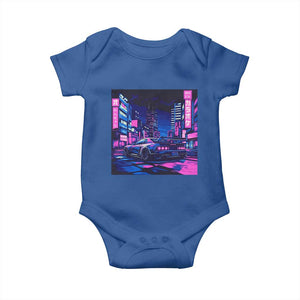 Tokyo Night Drive Baby Onesie Retro Futuristic JDM Street Racing Aesthetic TS09 Royal Blue Print Your Wear