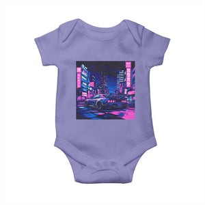 Tokyo Night Drive Baby Onesie Retro Futuristic JDM Street Racing Aesthetic TS09 Violet Print Your Wear