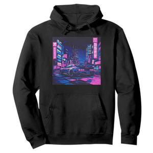 Tokyo Night Drive Hoodie Retro Futuristic JDM Street Racing Aesthetic TS09 Black Print Your Wear