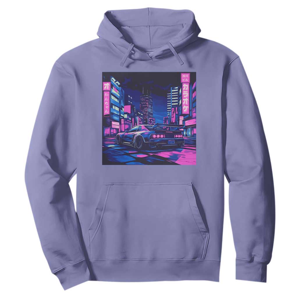 Tokyo Night Drive Hoodie Retro Futuristic JDM Street Racing Aesthetic TS09 Violet Print Your Wear