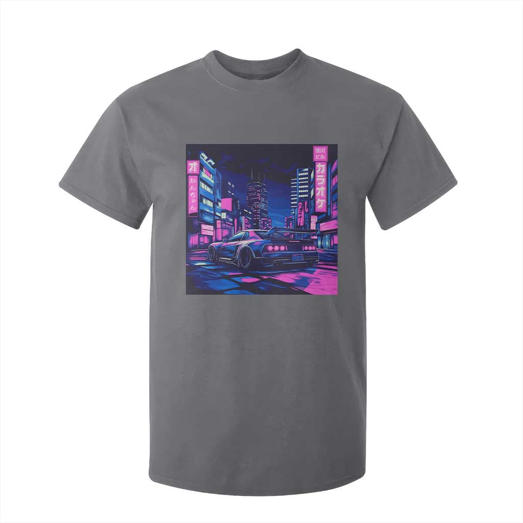 Tokyo Night Drive T Shirt For Kid Retro Futuristic JDM Street Racing Aesthetic TS09 Charcoal Print Your Wear