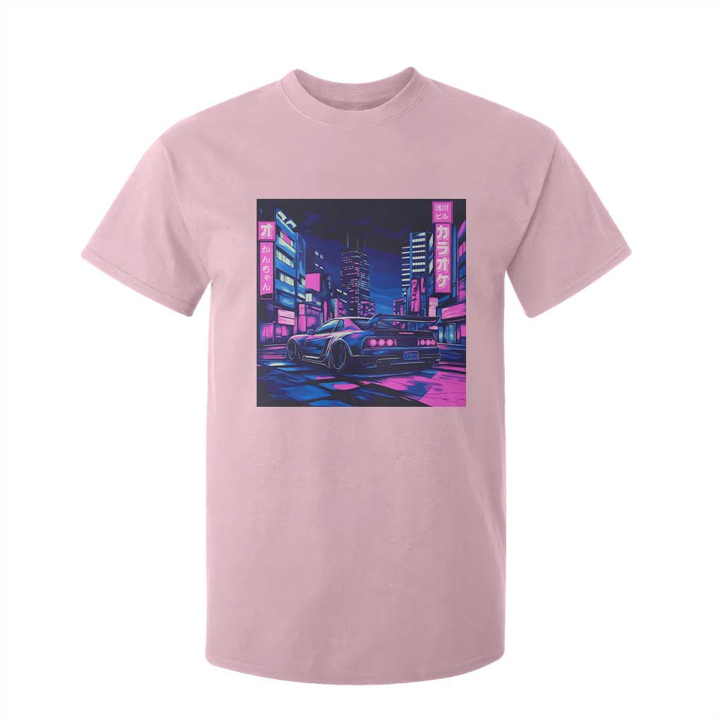 Tokyo Night Drive T Shirt For Kid Retro Futuristic JDM Street Racing Aesthetic TS09 Light Pink Print Your Wear