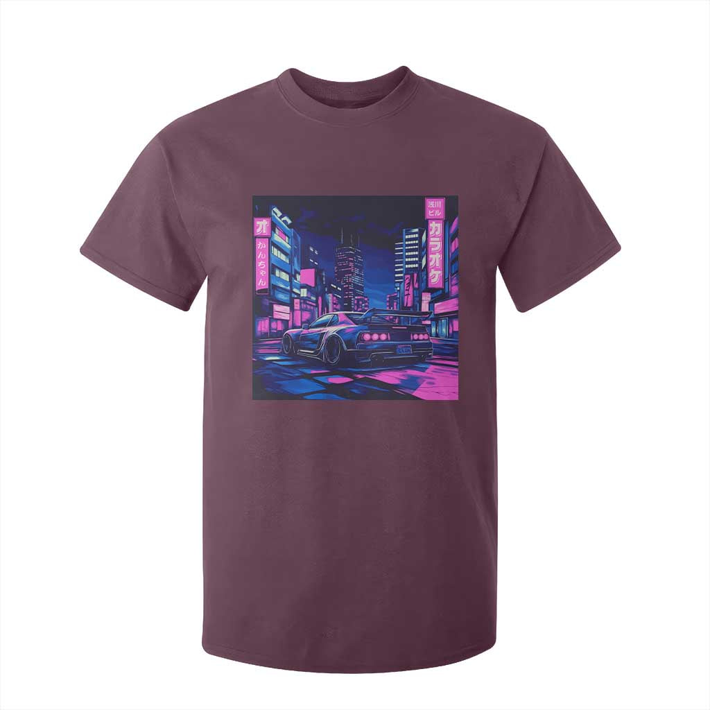 Tokyo Night Drive T Shirt For Kid Retro Futuristic JDM Street Racing Aesthetic TS09 Maroon Print Your Wear