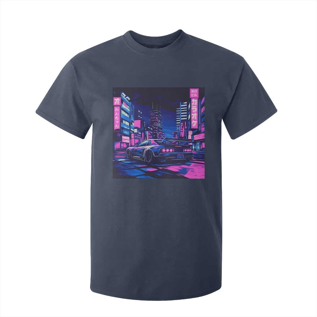 Tokyo Night Drive T Shirt For Kid Retro Futuristic JDM Street Racing Aesthetic TS09 Navy Print Your Wear