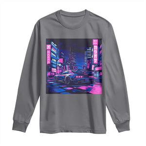 Tokyo Night Drive Long Sleeve Shirt Retro Futuristic JDM Street Racing Aesthetic TS09 Charcoal Print Your Wear