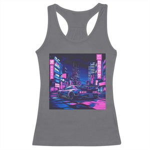 Tokyo Night Drive Racerback Tank Top Retro Futuristic JDM Street Racing Aesthetic TS09 Charcoal Print Your Wear