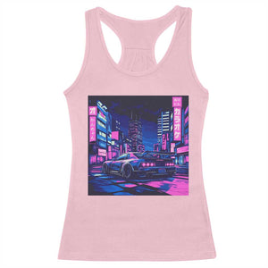 Tokyo Night Drive Racerback Tank Top Retro Futuristic JDM Street Racing Aesthetic TS09 Light Pink Print Your Wear