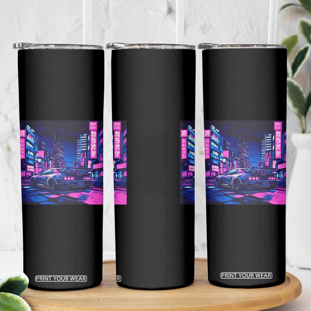 Tokyo Night Drive Skinny Tumbler Retro Futuristic JDM Street Racing Aesthetic TS09 Print Your Wear