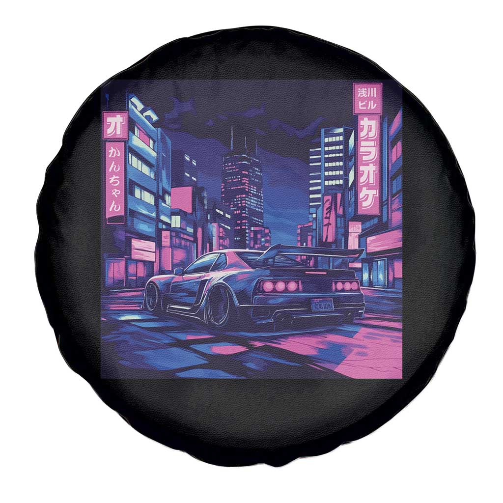 Tokyo Night Drive Spare Tire Cover Retro Futuristic JDM Street Racing Aesthetic TS09 Print Your Wear