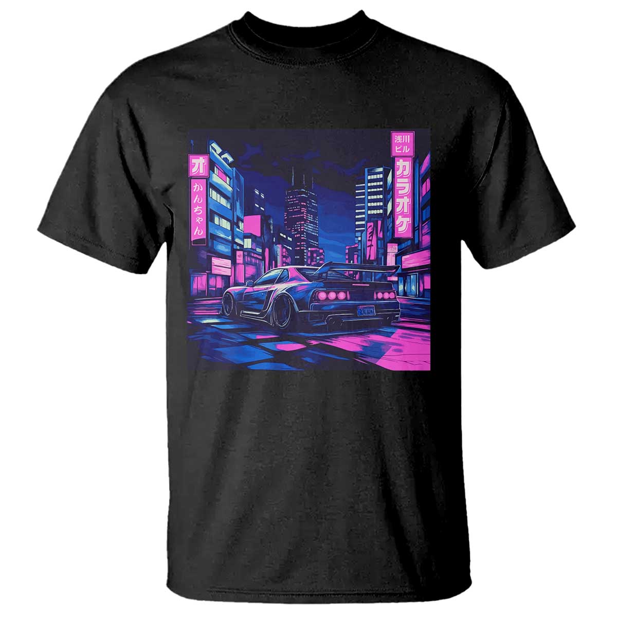 Tokyo Night Drive T Shirt Retro Futuristic JDM Street Racing Aesthetic TS09 Black Print Your Wear