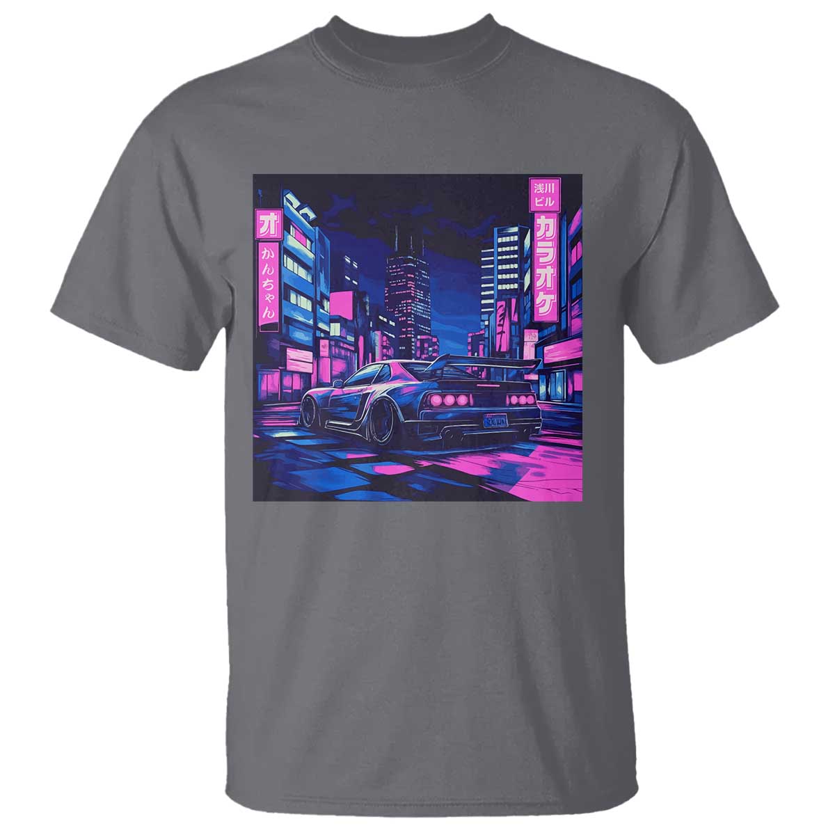 Tokyo Night Drive T Shirt Retro Futuristic JDM Street Racing Aesthetic TS09 Charcoal Print Your Wear