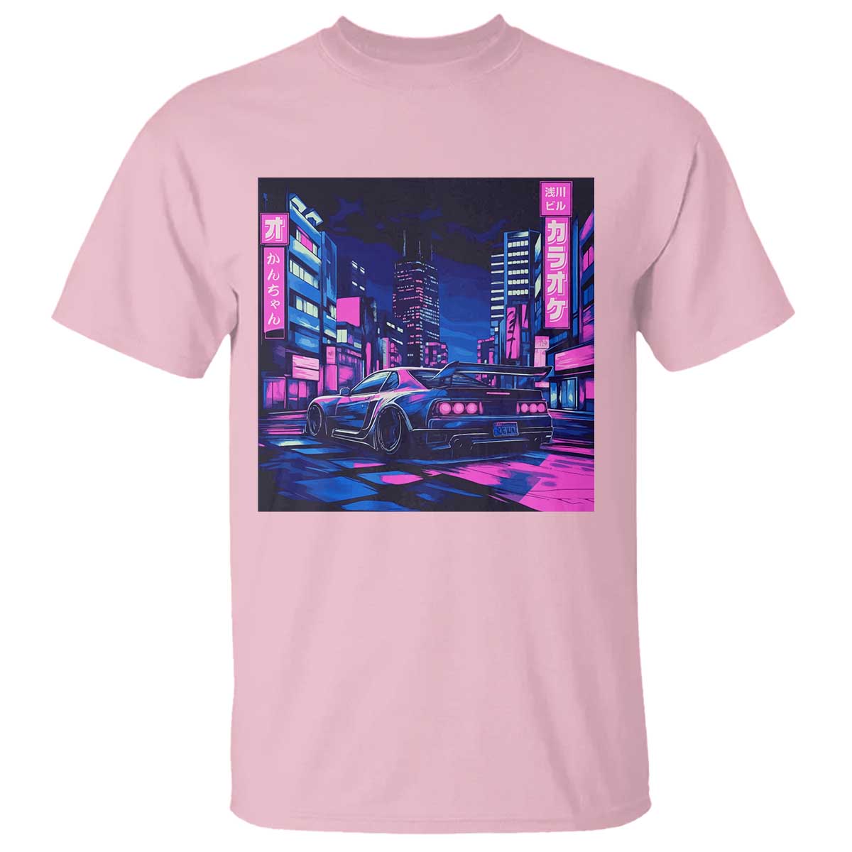 Tokyo Night Drive T Shirt Retro Futuristic JDM Street Racing Aesthetic TS09 Light Pink Print Your Wear