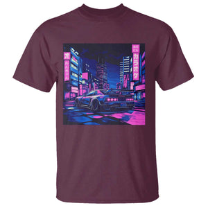 Tokyo Night Drive T Shirt Retro Futuristic JDM Street Racing Aesthetic TS09 Maroon Print Your Wear