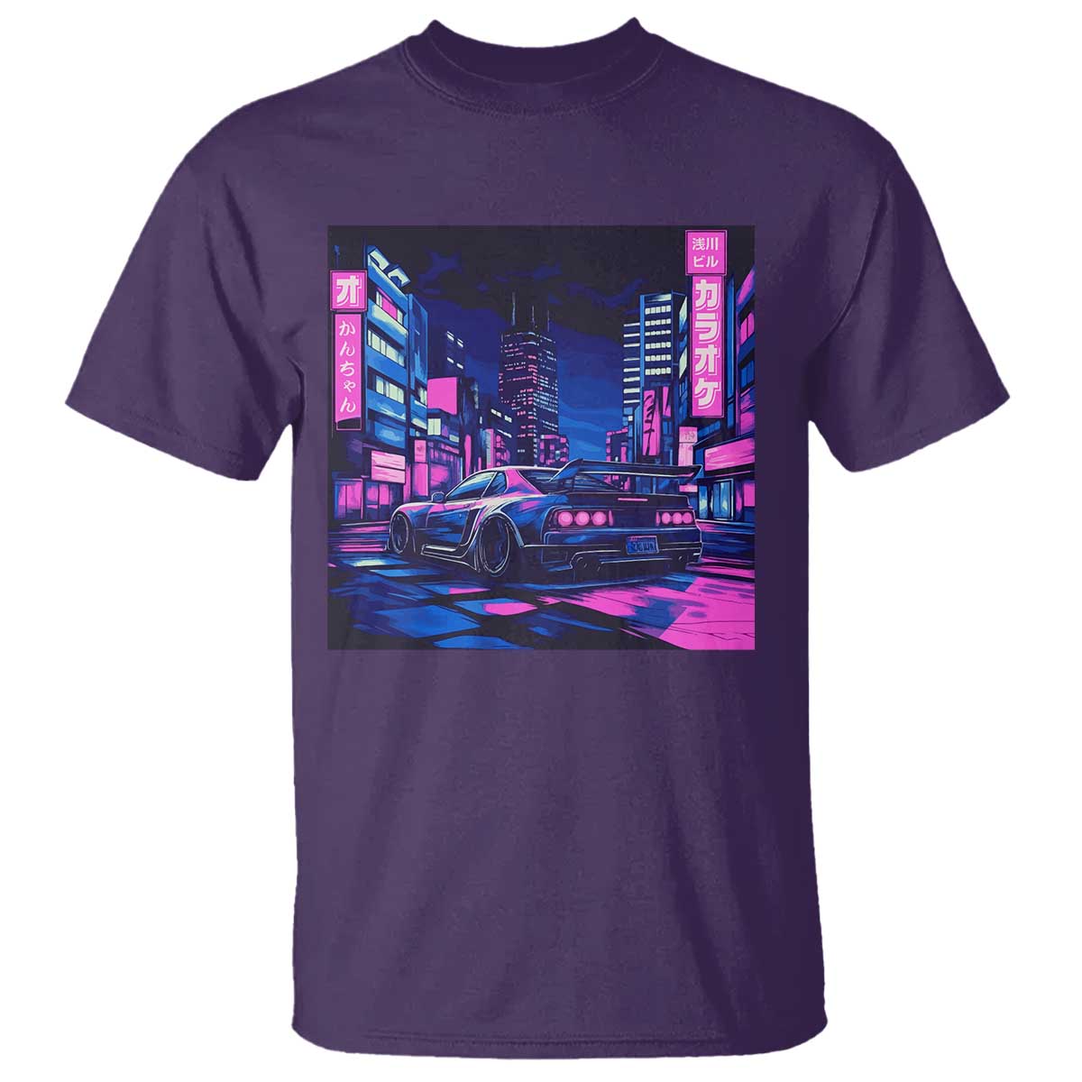 Tokyo Night Drive T Shirt Retro Futuristic JDM Street Racing Aesthetic TS09 Purple Print Your Wear