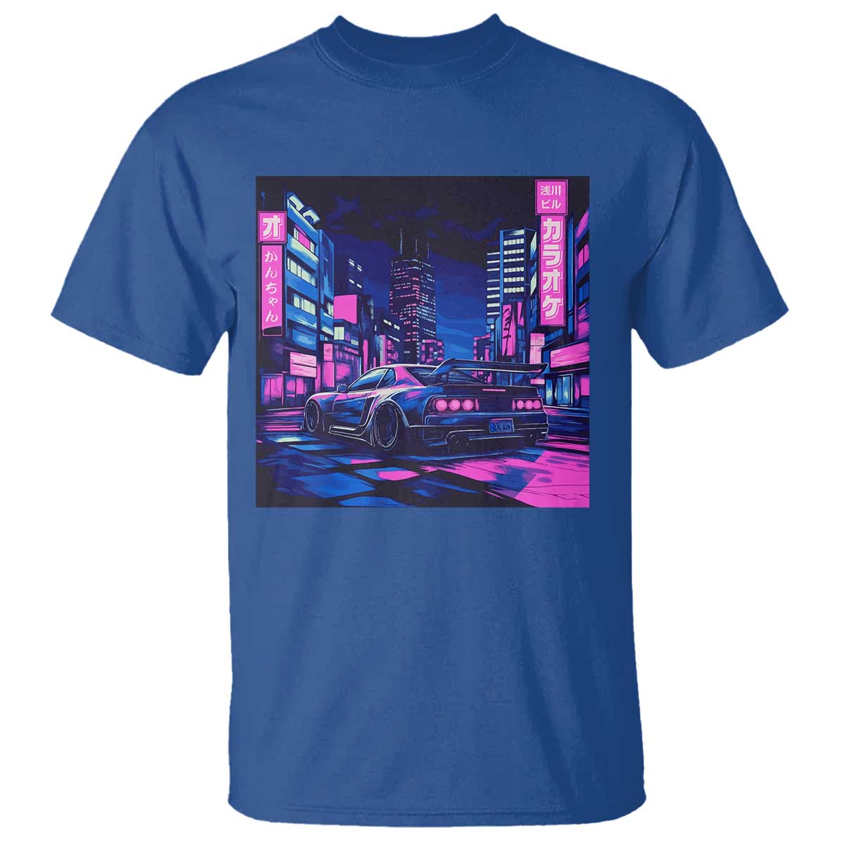 Tokyo Night Drive T Shirt Retro Futuristic JDM Street Racing Aesthetic TS09 Royal Blue Print Your Wear