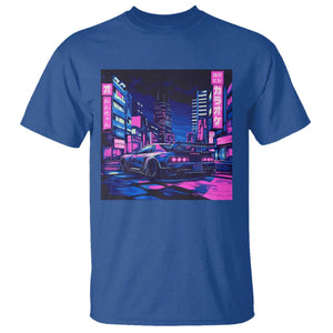 Tokyo Night Drive T Shirt Retro Futuristic JDM Street Racing Aesthetic TS09 Royal Blue Print Your Wear