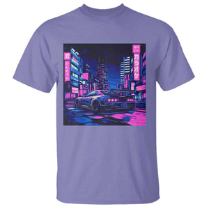 Tokyo Night Drive T Shirt Retro Futuristic JDM Street Racing Aesthetic TS09 Violet Print Your Wear