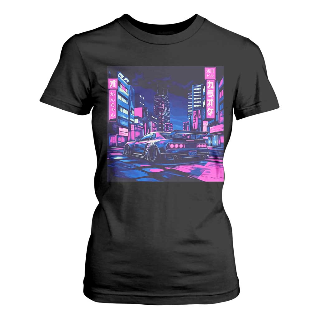 Tokyo Night Drive T Shirt For Women Retro Futuristic JDM Street Racing Aesthetic TS09 Black Print Your Wear