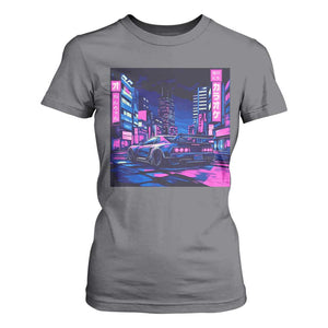 Tokyo Night Drive T Shirt For Women Retro Futuristic JDM Street Racing Aesthetic TS09 Charcoal Print Your Wear