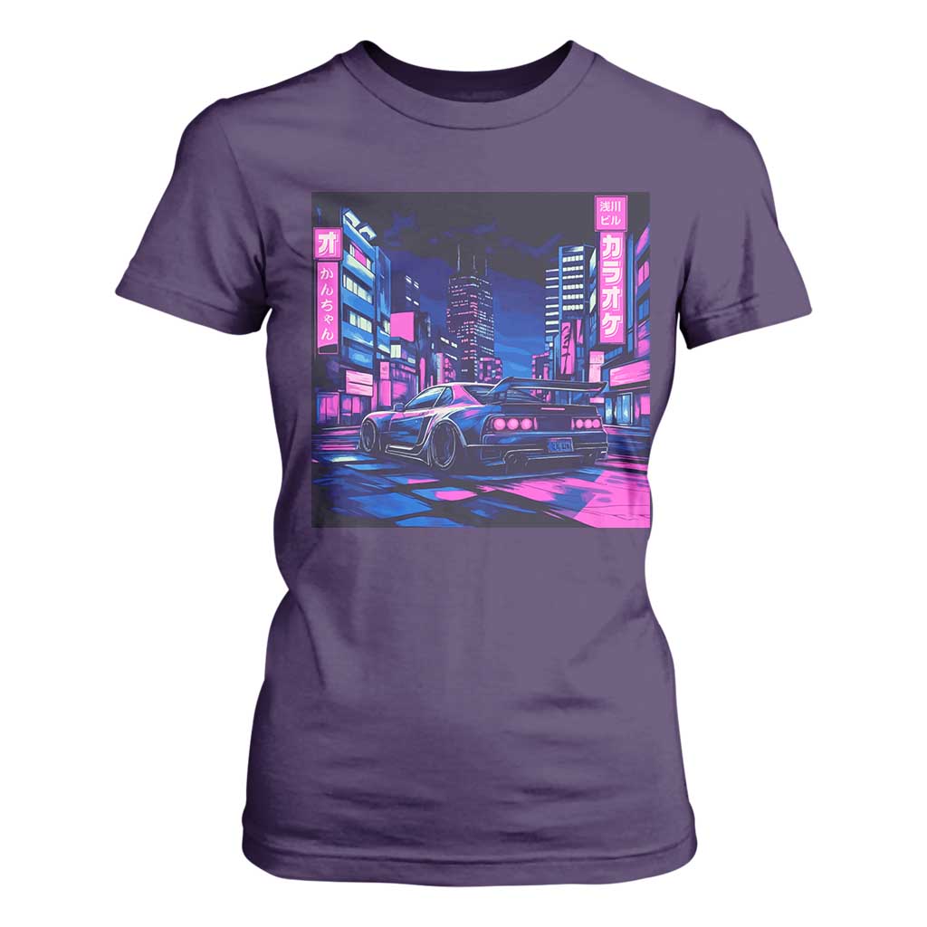Tokyo Night Drive T Shirt For Women Retro Futuristic JDM Street Racing Aesthetic TS09 Purple Print Your Wear