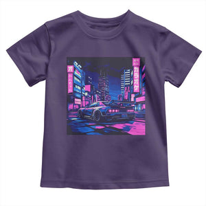 Tokyo Night Drive Toddler T Shirt Retro Futuristic JDM Street Racing Aesthetic TS09 Purple Print Your Wear
