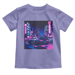 Tokyo Night Drive Toddler T Shirt Retro Futuristic JDM Street Racing Aesthetic TS09 Violet Print Your Wear
