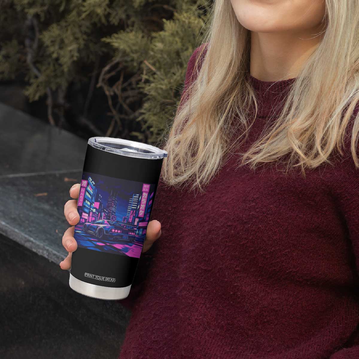 Tokyo Night Drive Tumbler Cup Retro Futuristic JDM Street Racing Aesthetic TS09 Print Your Wear