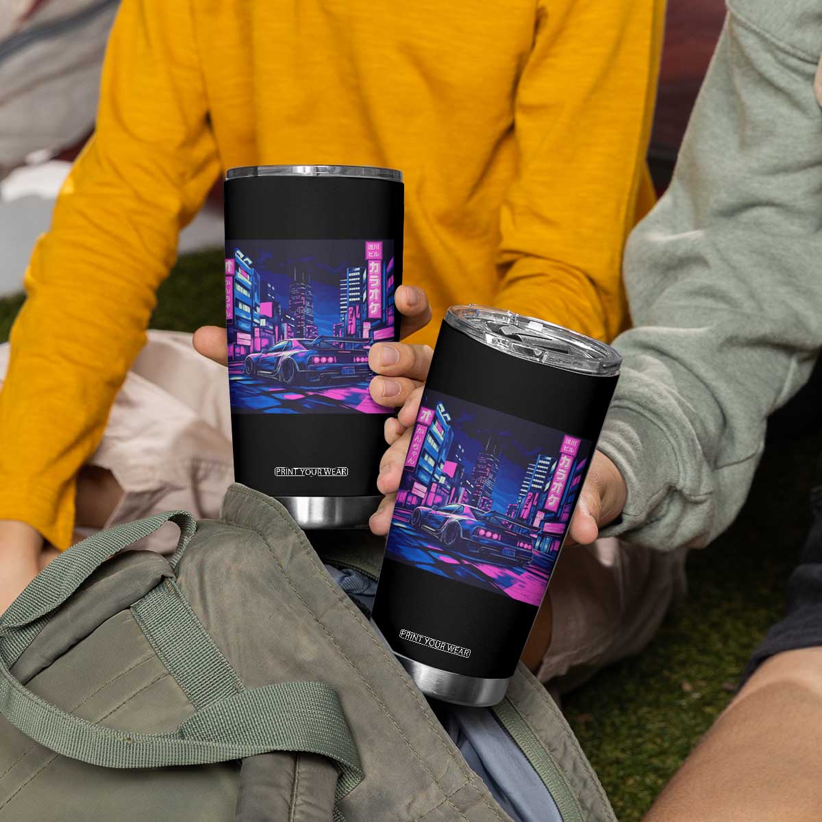 Tokyo Night Drive Tumbler Cup Retro Futuristic JDM Street Racing Aesthetic TS09 Print Your Wear