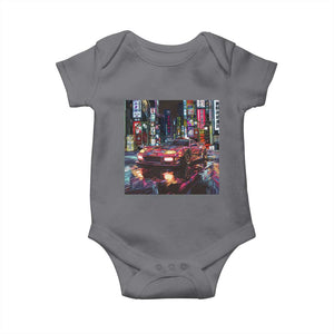 Tokyo Night Racer Baby Onesie JDM Street Racing Neon Aesthetic TS09 Charcoal Print Your Wear