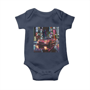 Tokyo Night Racer Baby Onesie JDM Street Racing Neon Aesthetic TS09 Navy Print Your Wear