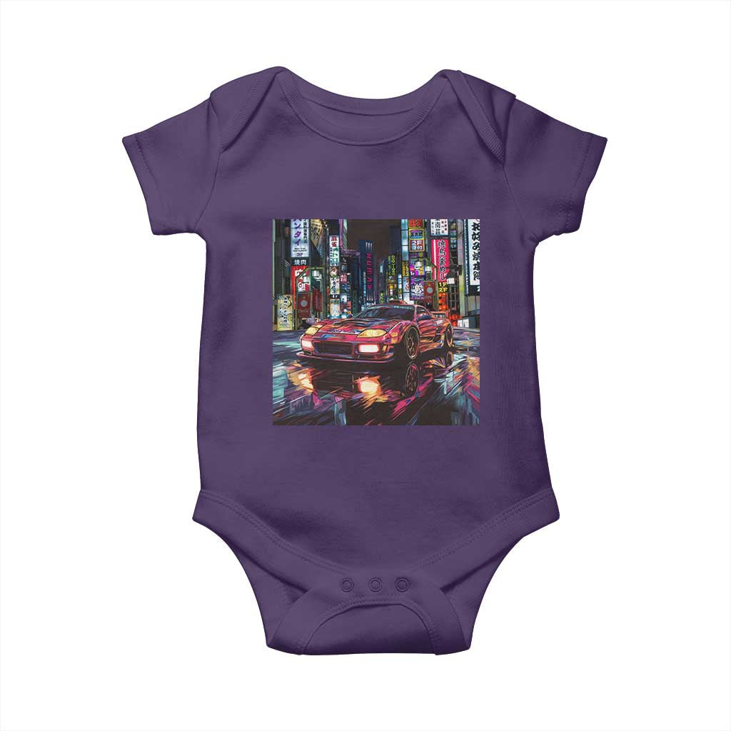 Tokyo Night Racer Baby Onesie JDM Street Racing Neon Aesthetic TS09 Purple Print Your Wear