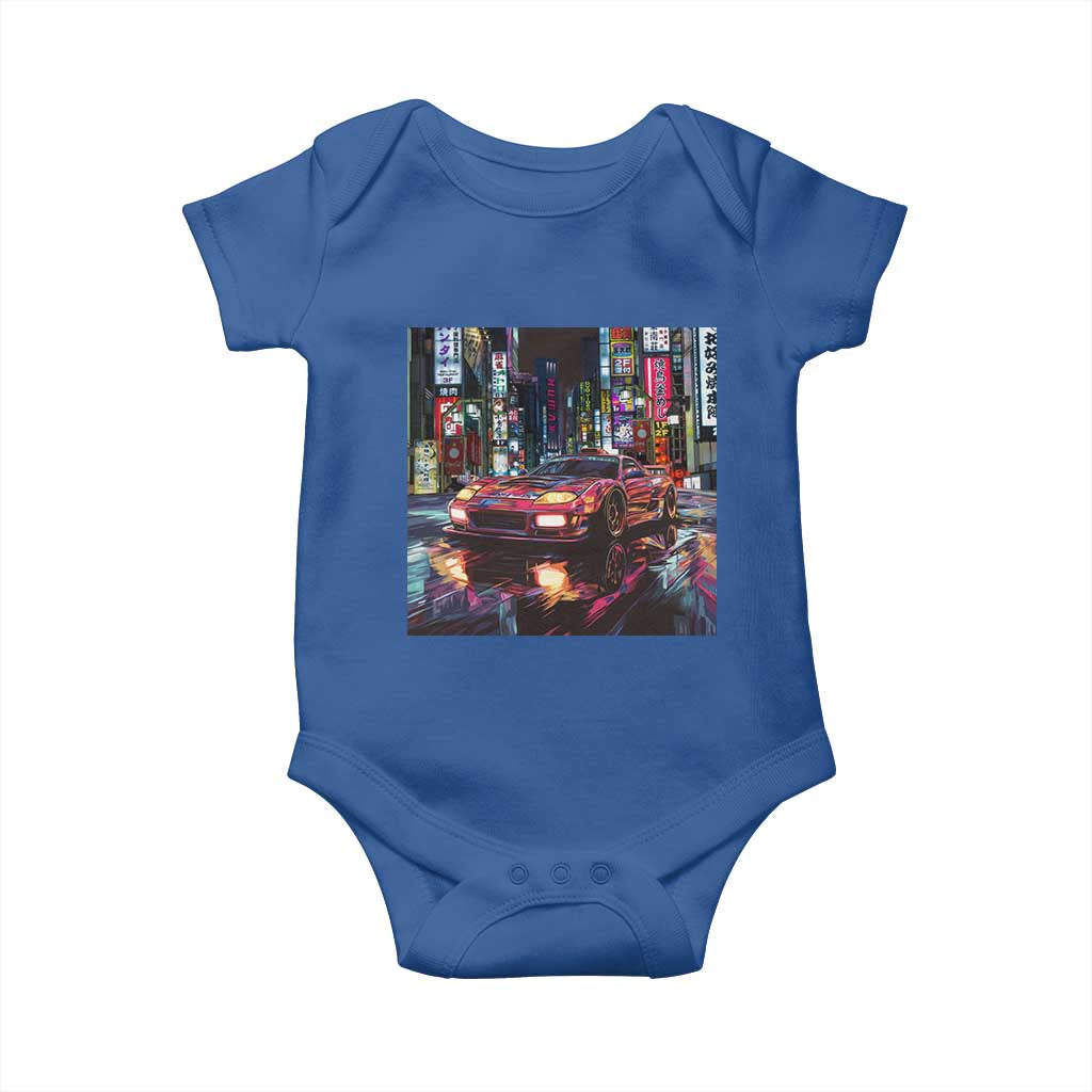 Tokyo Night Racer Baby Onesie JDM Street Racing Neon Aesthetic TS09 Royal Blue Print Your Wear