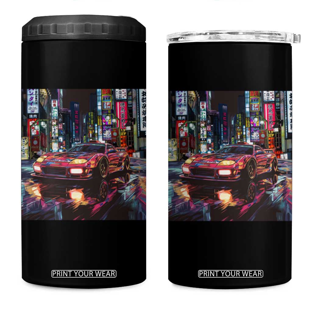 Tokyo Night Racer 4 in 1 Can Cooler Tumbler JDM Street Racing Neon Aesthetic TS09 One Size: 16 oz Black Print Your Wear