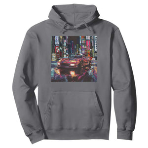 Tokyo Night Racer Hoodie JDM Street Racing Neon Aesthetic TS09 Charcoal Print Your Wear
