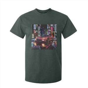Tokyo Night Racer T Shirt For Kid JDM Street Racing Neon Aesthetic TS09 Dark Forest Green Print Your Wear