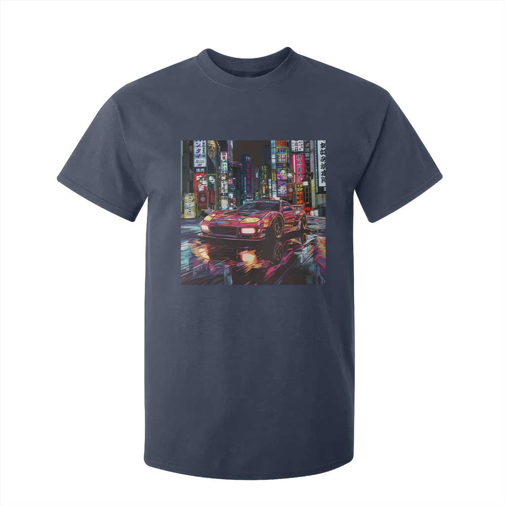 Tokyo Night Racer T Shirt For Kid JDM Street Racing Neon Aesthetic TS09 Navy Print Your Wear