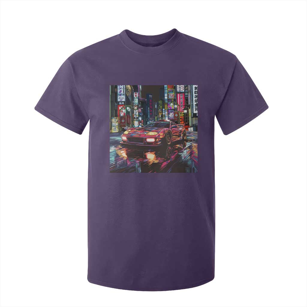 Tokyo Night Racer T Shirt For Kid JDM Street Racing Neon Aesthetic TS09 Purple Print Your Wear