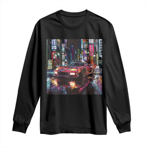 Tokyo Night Racer Long Sleeve Shirt JDM Street Racing Neon Aesthetic TS09 Black Print Your Wear