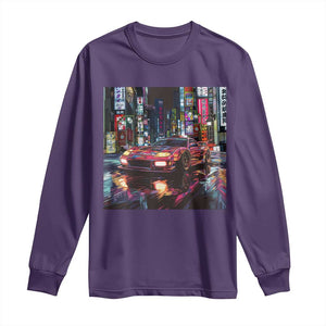Tokyo Night Racer Long Sleeve Shirt JDM Street Racing Neon Aesthetic TS09 Purple Print Your Wear