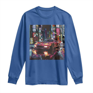 Tokyo Night Racer Long Sleeve Shirt JDM Street Racing Neon Aesthetic TS09 Royal Blue Print Your Wear